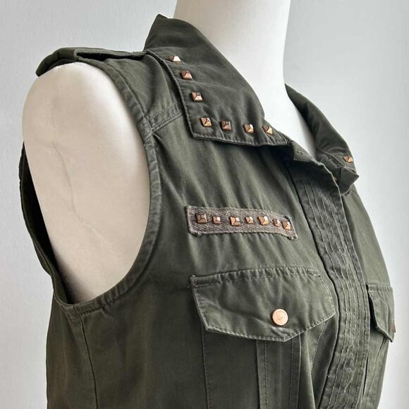 MNG Mango Studded Olive Utility Vest with Epaulets & Drawstring Waist – EU M - Picture 1 of 10